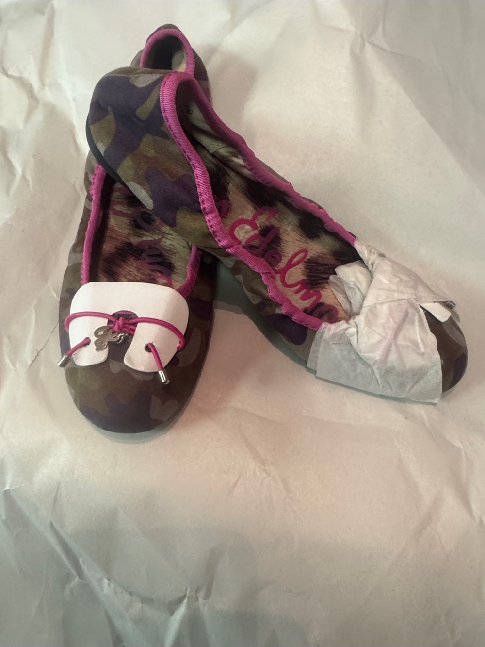 Sam EdelmanCamo Ballet Flats with Pink Trim